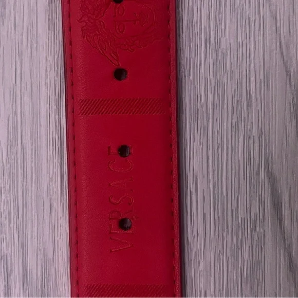 Versace Red Belt with Gold Medusa Buckle - Picture 6 of 8
